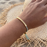 Thumbnail for Gevlochten armband — gedragen, echte grootte, goud | SKU: lamenthe-g