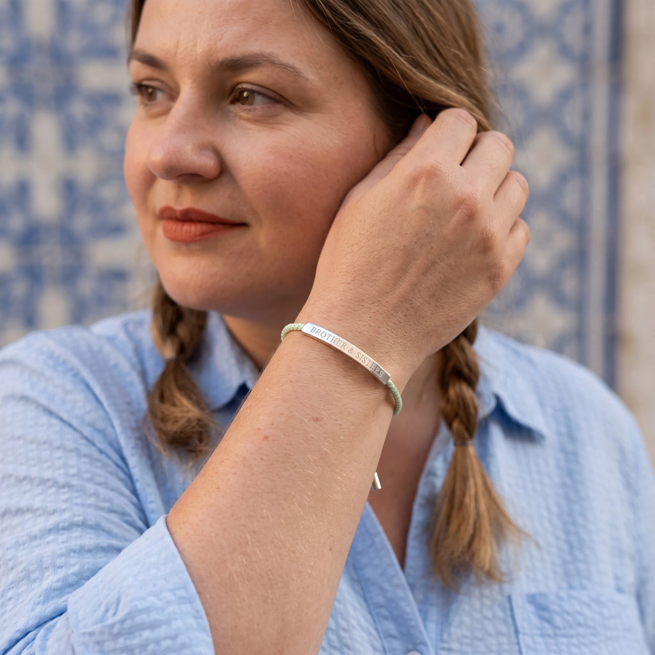 Koord armband — gedragen in het dagelijks leven, zilver | SKU: lanature-wg