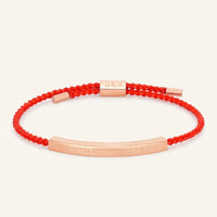 Thumbnail for Rood touwtje armband — productfoto op witte achtergrond, rosé goud | SKU: lamour-rg