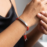 Thumbnail for Touw armband — close-up van de details, zilver | SKU: lamour-wg