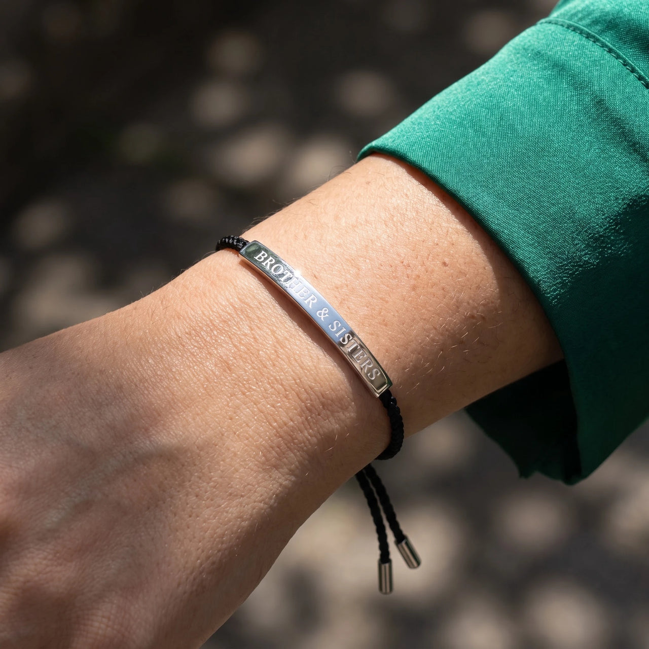 Touw armband — close-up van de details, zilver | SKU: lecaviar-wg