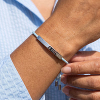 Thumbnail for Gevlochten armband — close-up van de details, zilver | SKU: leciel-wg