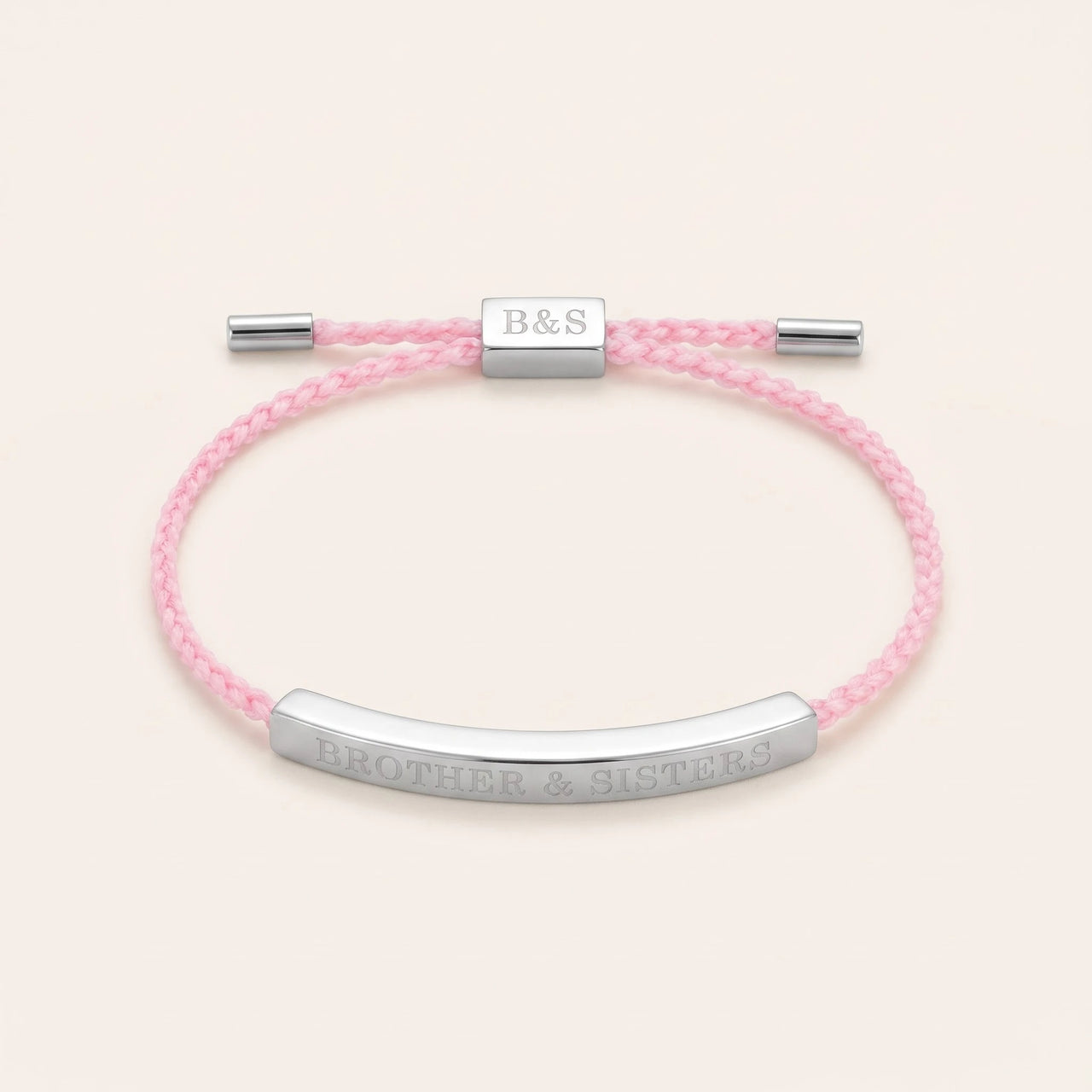 Touw armband — productfoto op witte achtergrond, zilver | SKU: lecorail-wg