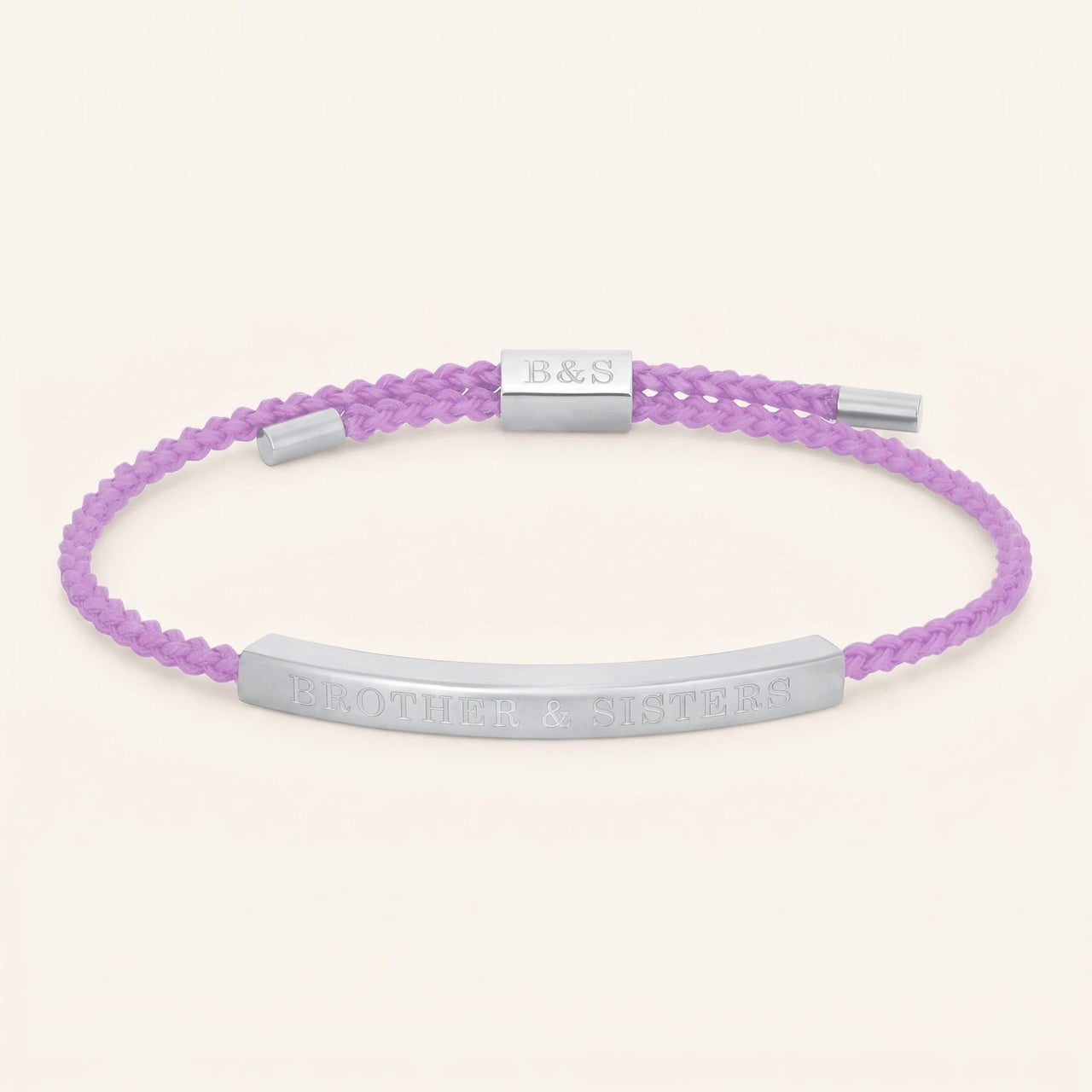 Gevlochten armband — productfoto op witte achtergrond, zilver | SKU: lemauve-wg