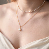 Thumbnail for Parel ketting — close-up van de details, goud | SKU: lepure