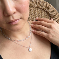 Thumbnail for Munt ketting — gedragen, echte grootte, zilver | SKU: le-tendance-wg