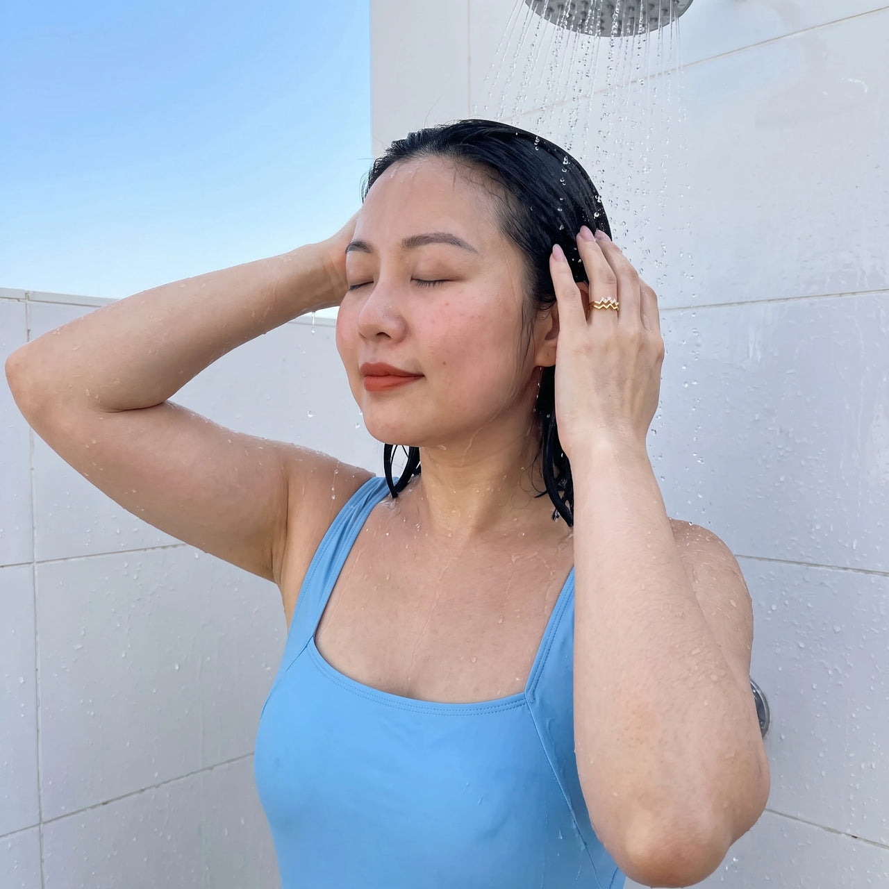 Verstelbare ring — gedragen onder de douche, waterproof, goud | SKU: lezigzag
