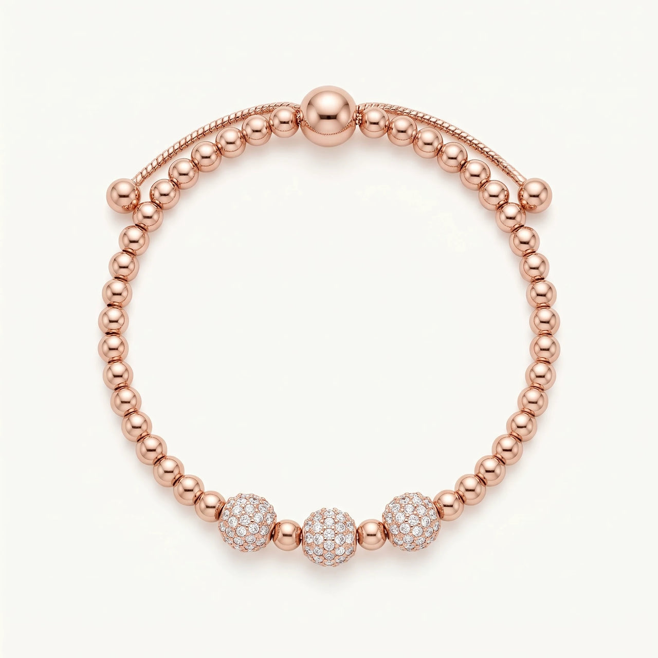 Kralen armband — productfoto op witte achtergrond, rosé goud | SKU: 25535342-rose-gold