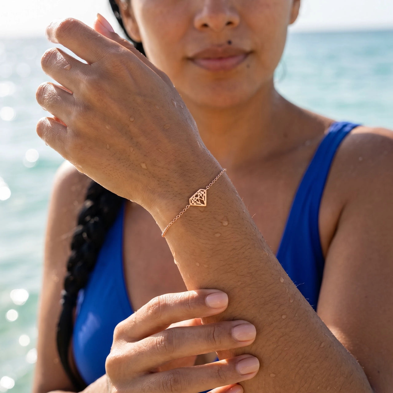 Minimalistische armband — gedragen in het water, waterproof, rosé goud | SKU: 11662607-rose-gold
