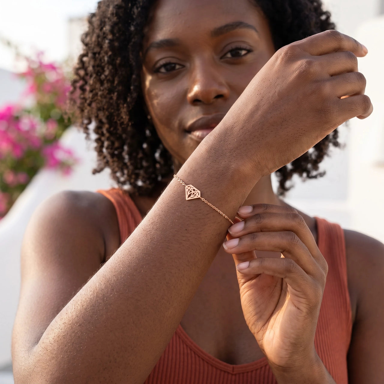 Armband dames — gedragen in het dagelijks leven, rosé goud | SKU: 11662607-rose-gold