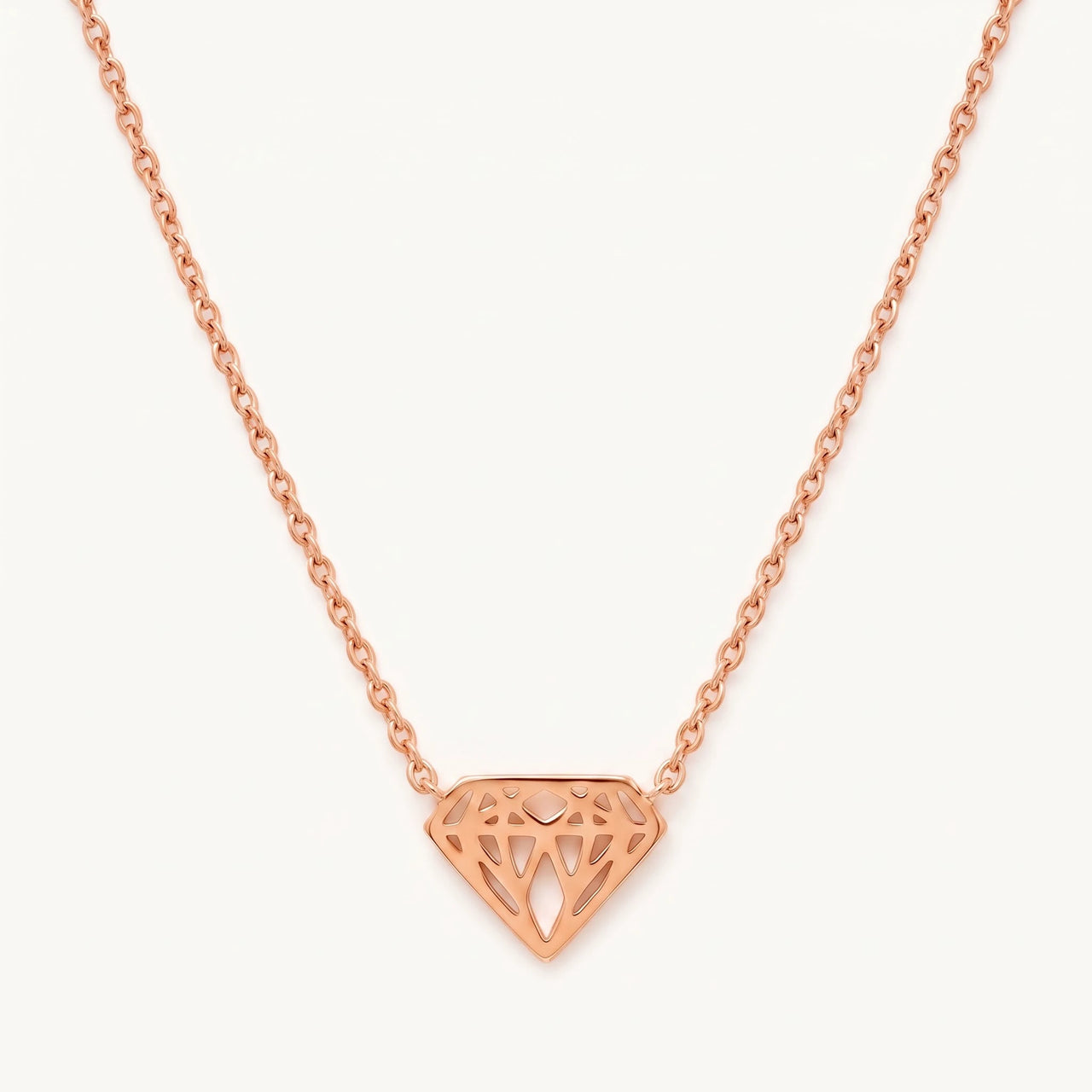 Geometrische ketting — productfoto op witte achtergrond, rosé goud | SKU: 12791388-rose-gold