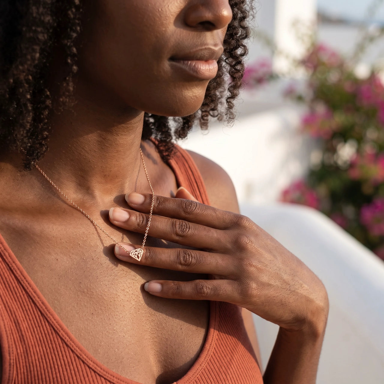 Fijne ketting — gedragen in het dagelijks leven, rosé goud | SKU: 12791388-rose-gold