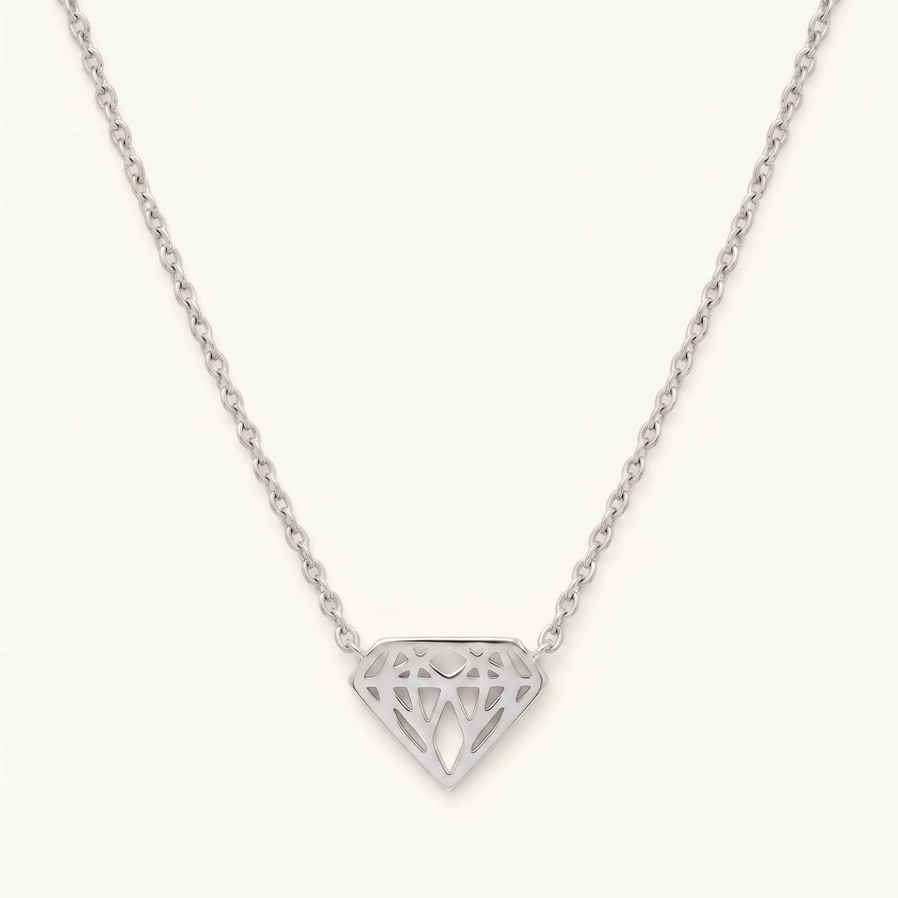 Geometrische ketting — productfoto op witte achtergrond, zilver | SKU: 12791388-white-gold