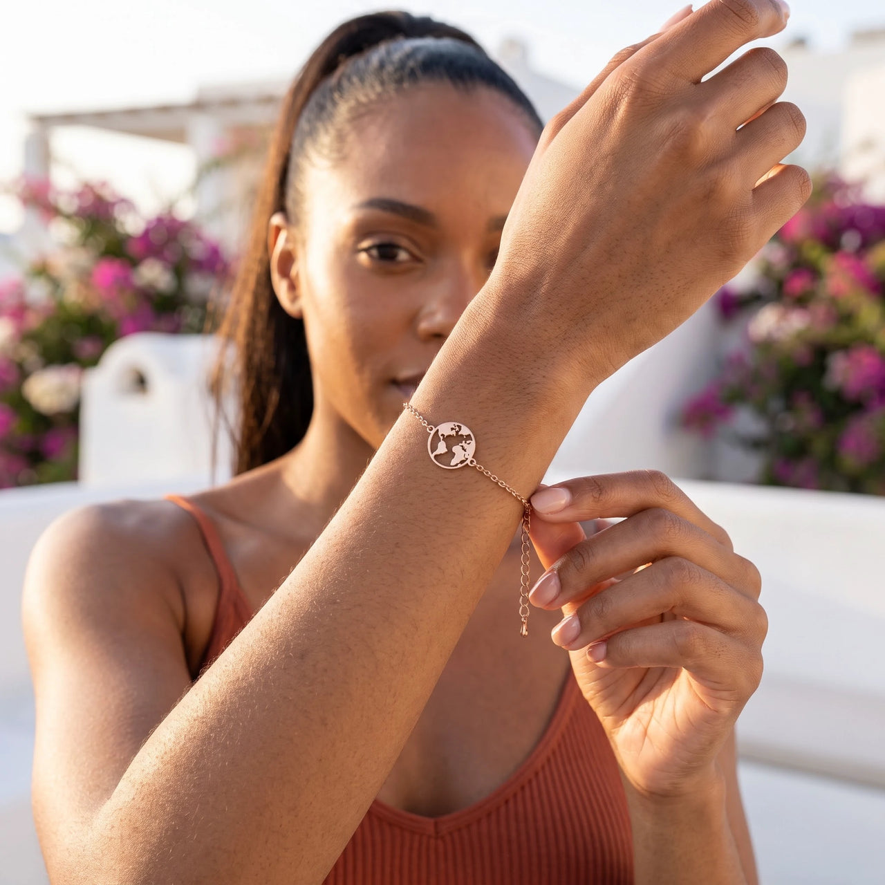 Armband dames — gedragen in het dagelijks leven, rosé goud | SKU: 22665062-rose-gold