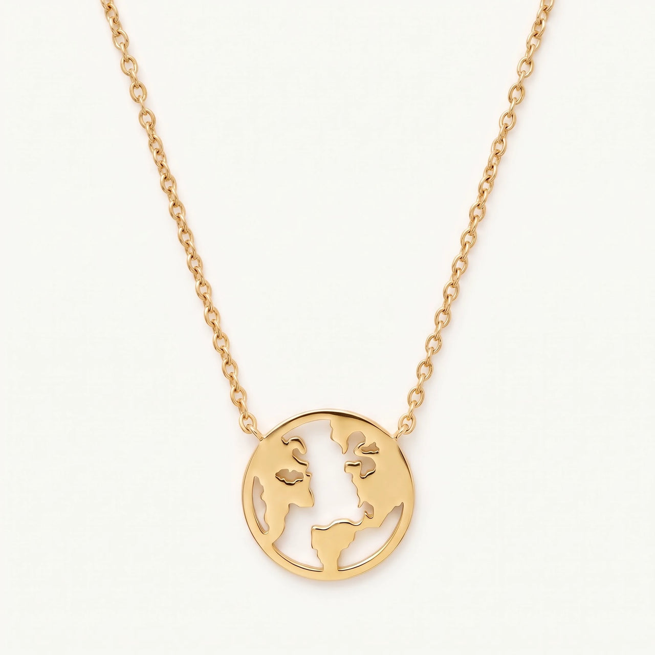 Wereldkaart ketting — productfoto op witte achtergrond, goud | SKU: 22173453-gold