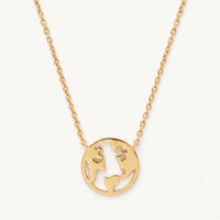 Thumbnail for Wereldkaart ketting — productfoto op witte achtergrond, goud | SKU: 22173453-gold