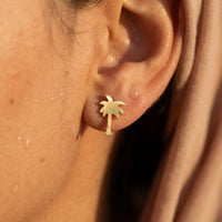 Thumbnail for Palmboom oorbellen — close-up van de details, goud | SKU: 10287609-gold-color