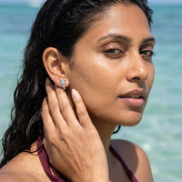 Thumbnail for Palmboom oorbellen — gedragen in het water, waterproof, zilver | SKU: 10287609-silver-plated