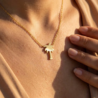 Thumbnail for Palmboom ketting — close-up van de details, goud | SKU: 8732822-gold-color