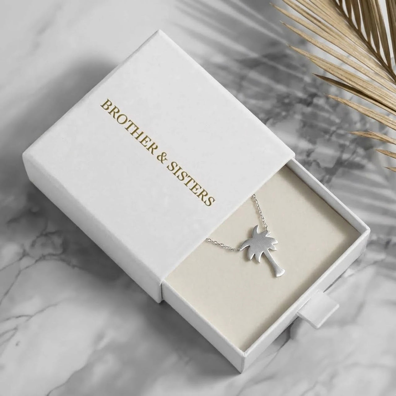 Palmboom ketting — in de cadeaudoos, zilver | SKU: 8732822-silver-plated