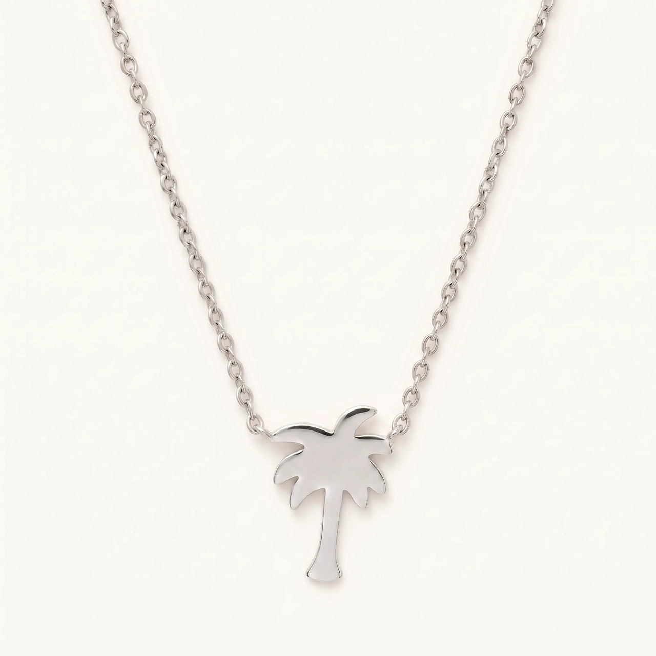 Palmboom ketting — productfoto op witte achtergrond, zilver | SKU: 8732822-silver-plated