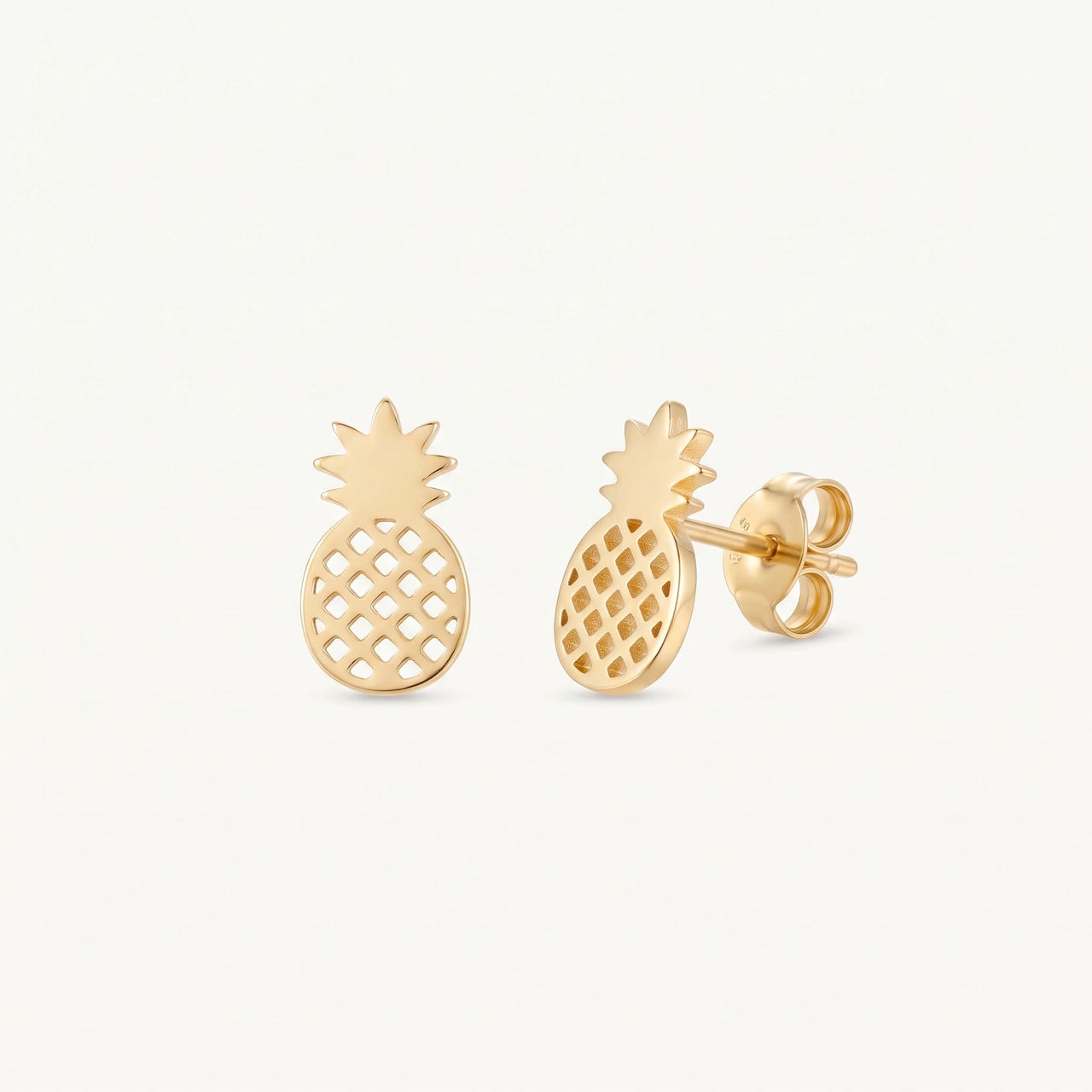Ananas oorbellen — productfoto op witte achtergrond, goud | SKU: 437186-gold-color