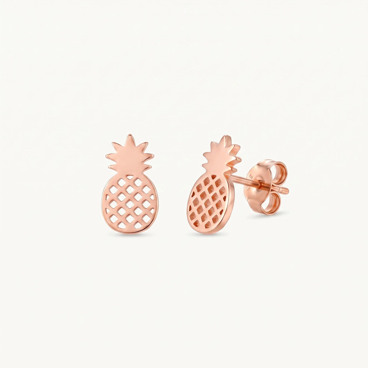 Ananas oorbellen — productfoto op witte achtergrond, rosé goud | SKU: 437186-rose-gold-color