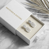 Thumbnail for Ananas oorbellen — in de cadeaudoos, zilver | SKU: 437186-silver-plated