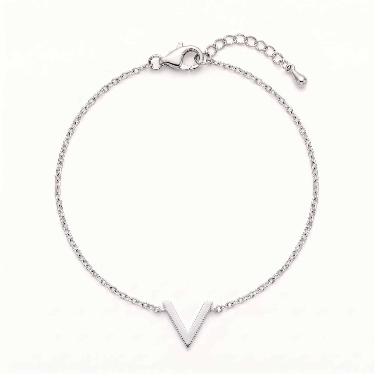 V armband — productfoto op witte achtergrond, zilver | SKU: 9443177-white-gold