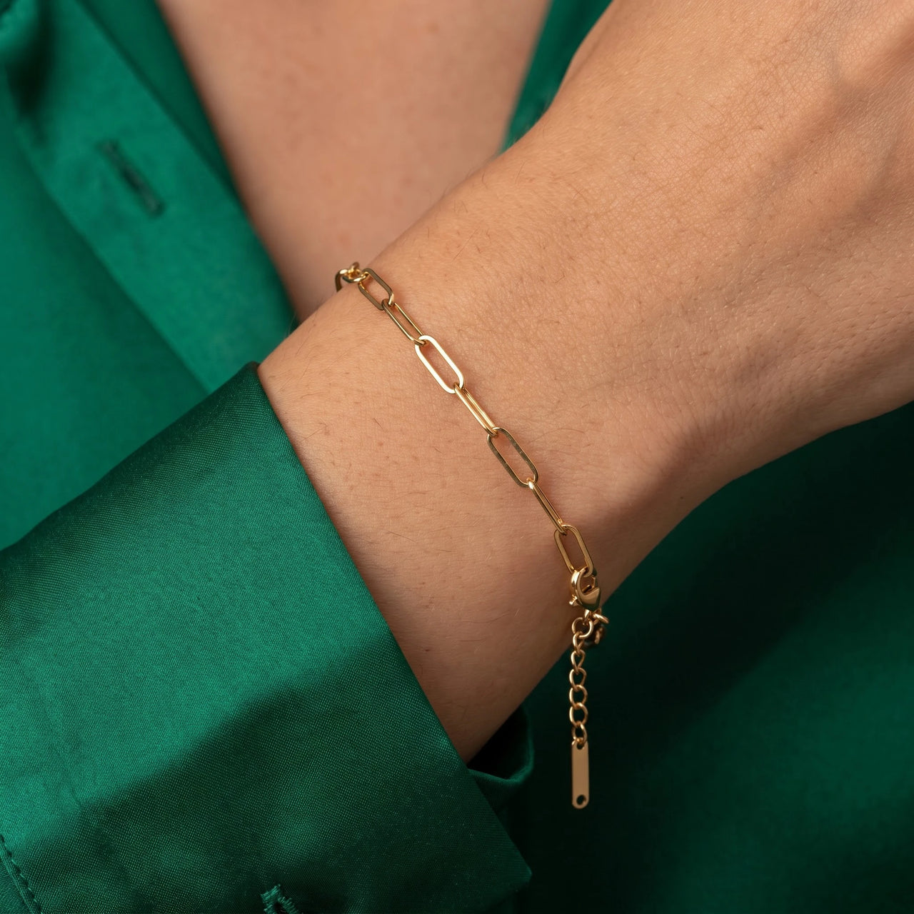 Armband dames — close-up van de details, goud | SKU: l-original