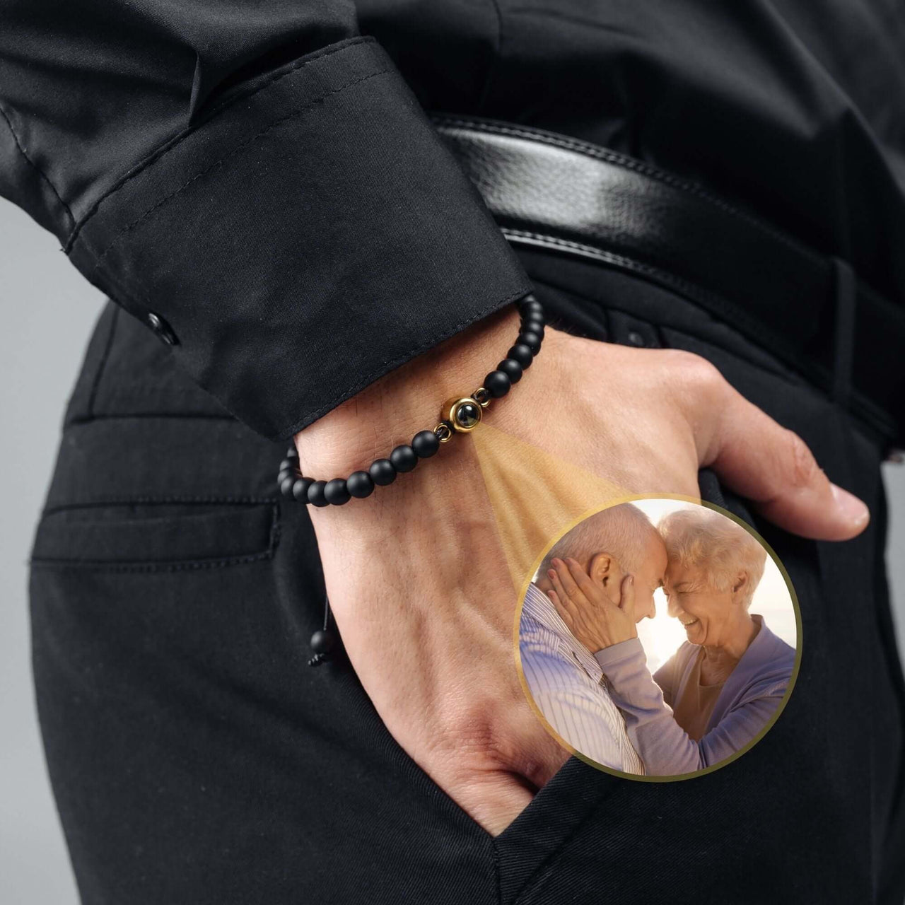 Minimalist Photo Bracelet featuring premium lava stones, perfect gift from Brother & Sisters.