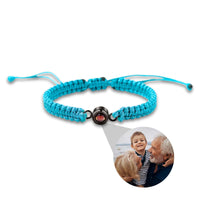 Thumbnail for Man Blue Photo Bracelet by Brother & Sisters featuring a custom photo pendant and adjustable turquoise design.