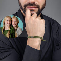 Thumbnail for Man Olive Photo Bracelet worn by a man, showcasing the personalized photo pendant and featuring children in the frame.
