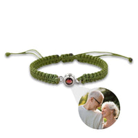 Thumbnail for Man Olive Photo Bracelet by Brother & Sisters features a green woven design with a customizable photo pendant.