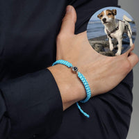 Thumbnail for Man Blue Photo Bracelet featuring custom photo pendant by Brother & Sisters, ideal gift for men.