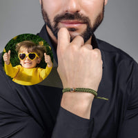 Thumbnail for Man Olive Photo Bracelet featuring a circle pendant with personalized photo, crafted by Brother & Sisters.