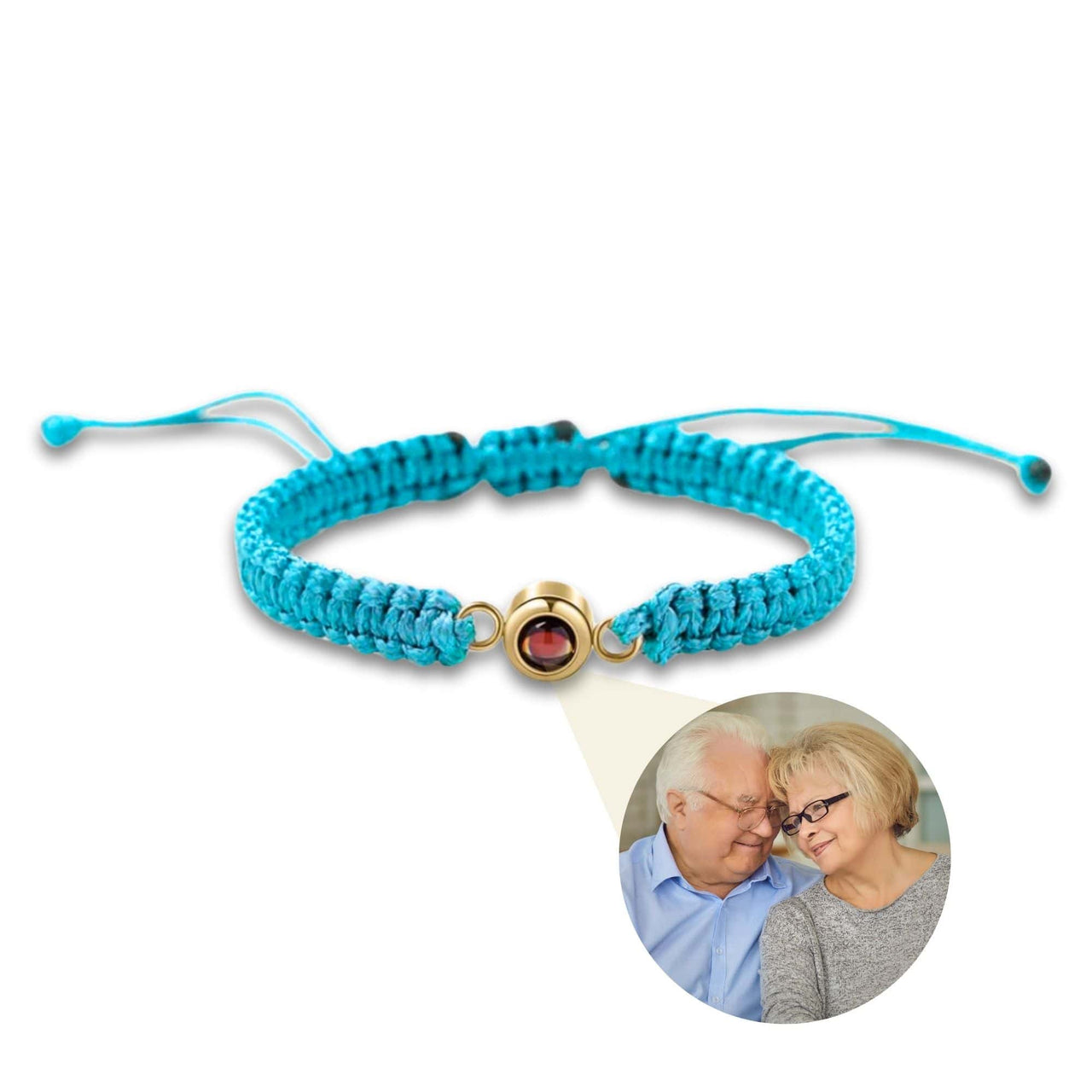 Man Blue Photo Bracelet featuring a photo pendant, stylish design by Brother & Sisters, perfect gift for men.