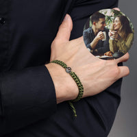 Thumbnail for Man Olive Photo Bracelet showcasing a man's wrist with personalized photo pendant, designed by Brother & Sisters.