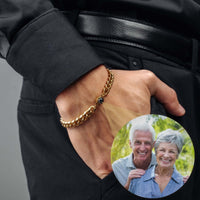 Thumbnail for Man Bracelet - Men’s Personalised Bracelet - Steel Personalized Photo Bracelet - Personalized Gift for Men - Custom Jewelry for Him - Custom Bracelet Picture - Personalised Photo Gift Bracelet Gold Brother & Sisters