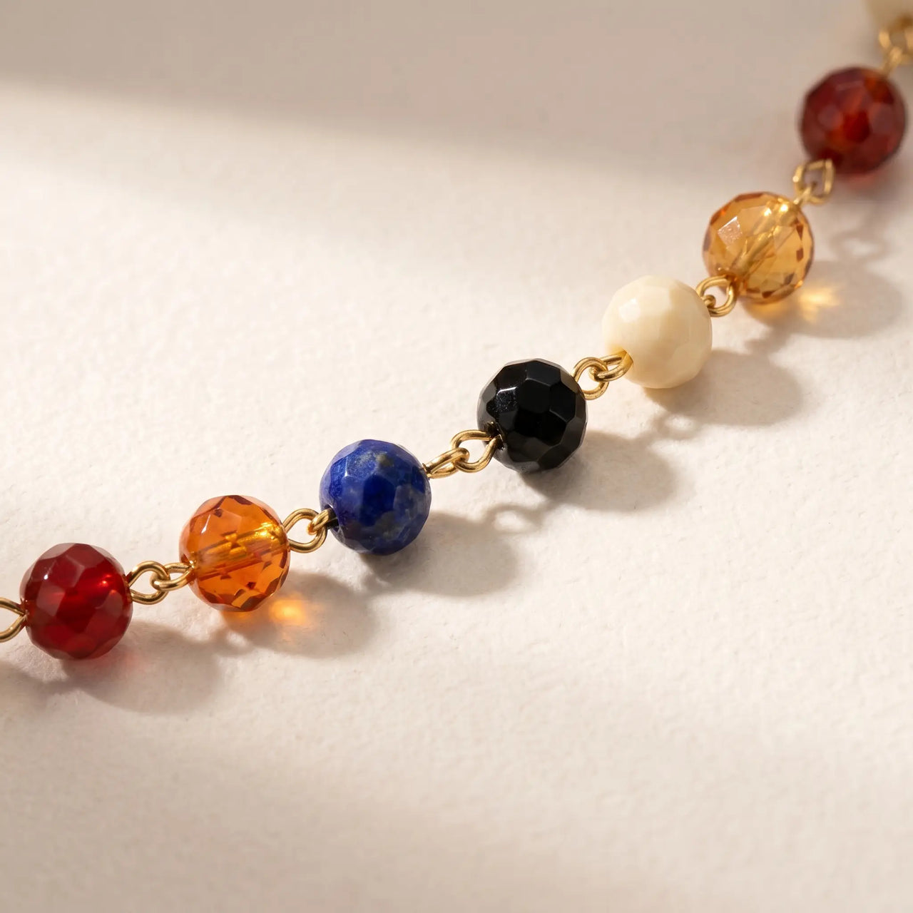 Multicolour Bead Anklet with 18K gold plating and vibrant hand-strung glass beads by Brother & Sisters.