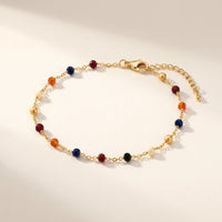 Thumbnail for Multicolour Bead Anklet with 18K gold plating, vibrant glass beads, perfect for summer, by Brother & Sisters.