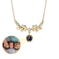 Thumbnail for Nature Photo Necklace by Brother & Sisters featuring Laurel Leaf design and personalized photo projection.