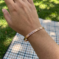 Thumbnail for Never Forget To Dream bracelet in rose gold worn, showing its real size | SKU: nftd-rg