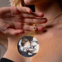 Thumbnail for Close-up of Paw Print Photo Necklace showcasing a pet photo, crafted by Brother & Sisters.