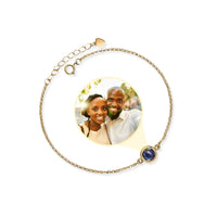 Thumbnail for Photo Personalized Bracelet with custom photo projection by Brother & Sisters, elegant keepsake for treasured memories.
