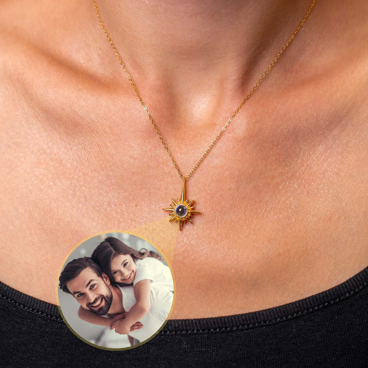 Protect Photo Necklace by Brother & Sisters featuring a personalized photo and stylish design for cherished memories.