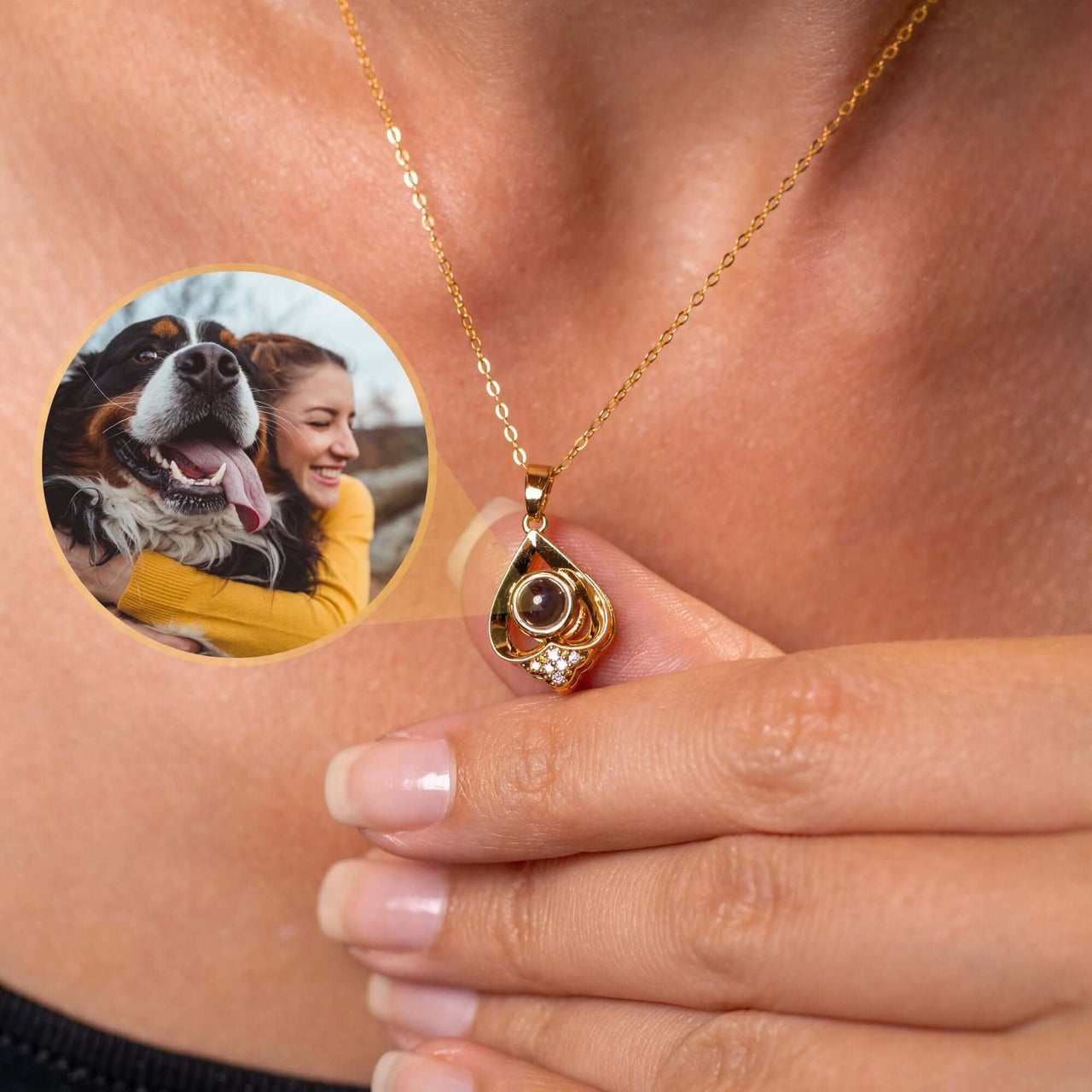 Reversed Heart Photo Necklace from Brother & Sisters, featuring a customizable pendant showcasing cherished moments.