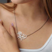 Thumbnail for Rose Name Necklace featuring a personalized design with a rose and the name Chloe in silver by Brother & Sisters.