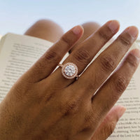 Thumbnail for Ring met steen — gedragen, echte grootte, rosé goud | SKU: 101791-4.5-rose-gold
