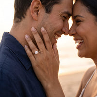 Thumbnail for Solitaire ring — gedragen door een stel, zilver | SKU: 33759698-4.5-silver